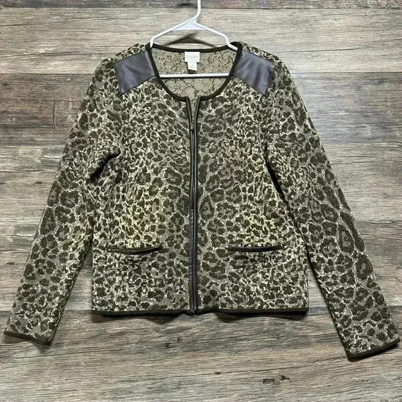 Chico's Jackets & Blazers - Chico's Leopard Print Bomber Jacket Brown & Beige